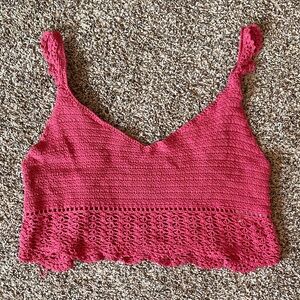 American Eagle Outfitters Raspberry Crochet Crop Top